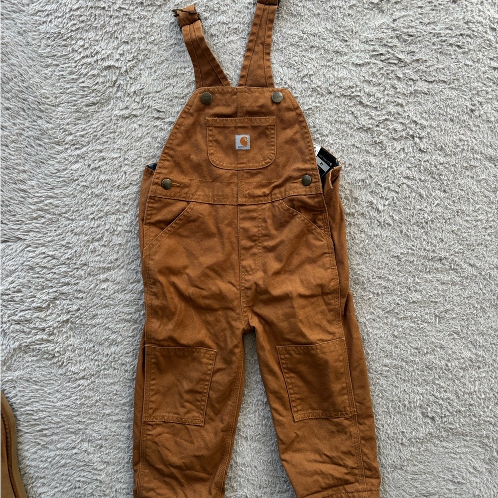 Carhartt Kids canvas bib overall flannel-lined bay/toddler